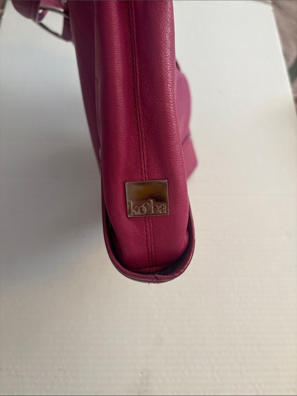 KOOBA BRAND…. MAGENTA PINK LEATHER SHOULDER BAG SILVER HARDWARE STUD DESIGN - Picture 7 of 11
